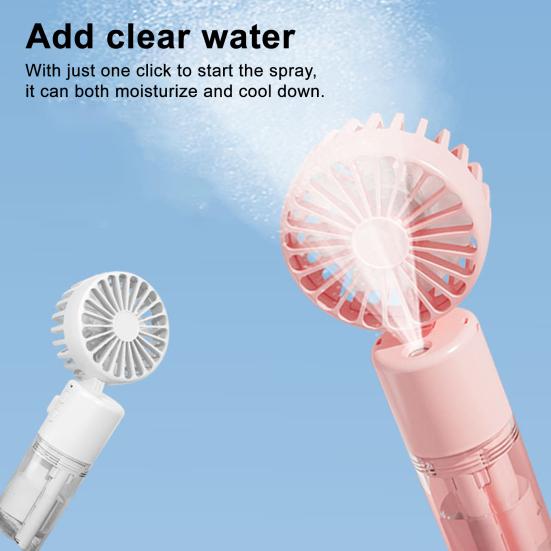 Портативный ручной вентилятор для распыления, 4 скорости, мощный поток воздуха, низкий уровень шума, работающий от аккумулятора, перезаряжаемый мини-вентилятор для персонального охлаждения