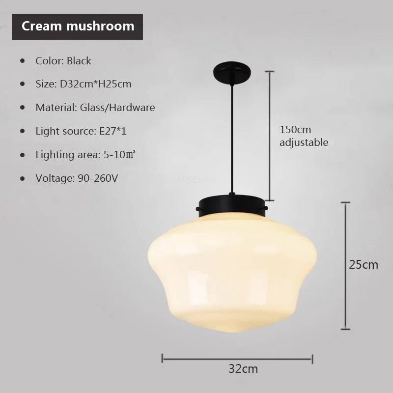 Nordic Cream Wind Glass Pendant Light Art Decorative Hanging Lamp For Kitchen Island Dining Room Bedside Modern LED E27 Fixture