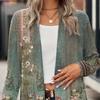 Женское осенне-весеннее пальто Vinage с цветочным принтом и открытой строчкой с длинным рукавом, неровный подол, свободная шаль в этническом стиле, женская куртка-кардиган средней длины, шаль