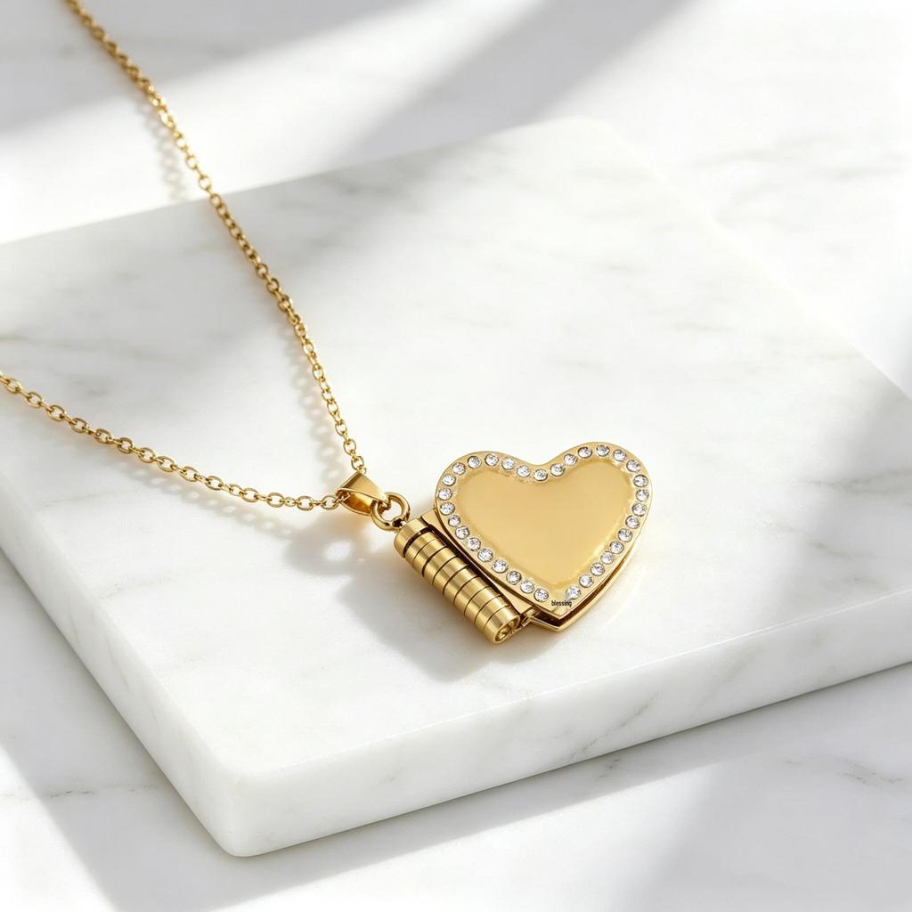 Stainless Steel Book Necklace with Photo Frame Pendant - DIY Engraved Couple or Parent-Child Cross-border Ornament Collection