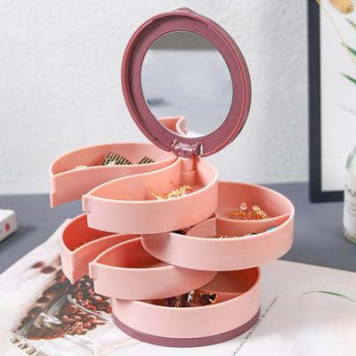 Вращающиеся шкатулки для драгоценностей, удобный подарок, 4 отделения, водонепроницаемая многослойная вращающаяся шкатулка для драгоценностей на свадьбу
