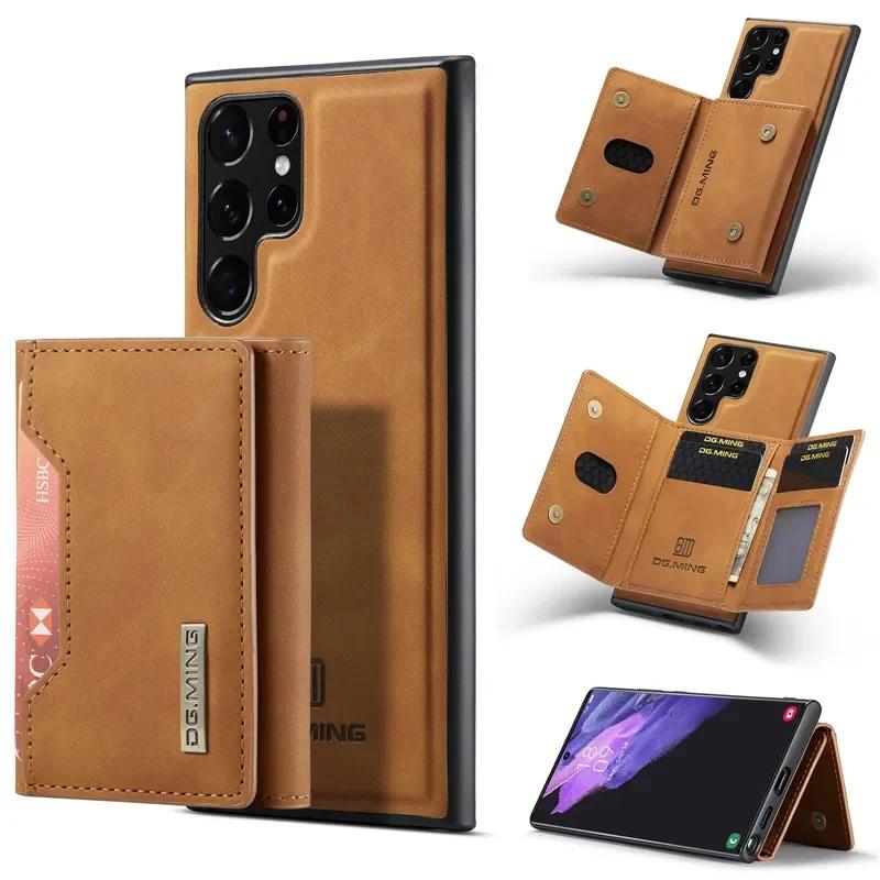 Ретро Магнитный Кожаный Кошелек Чехол для Карты Телефона Для Samsung Galaxy S26 Ultra S25 FE S24 Plus S23 S22 S21 S20 Откидная Задняя Крышка Чехол