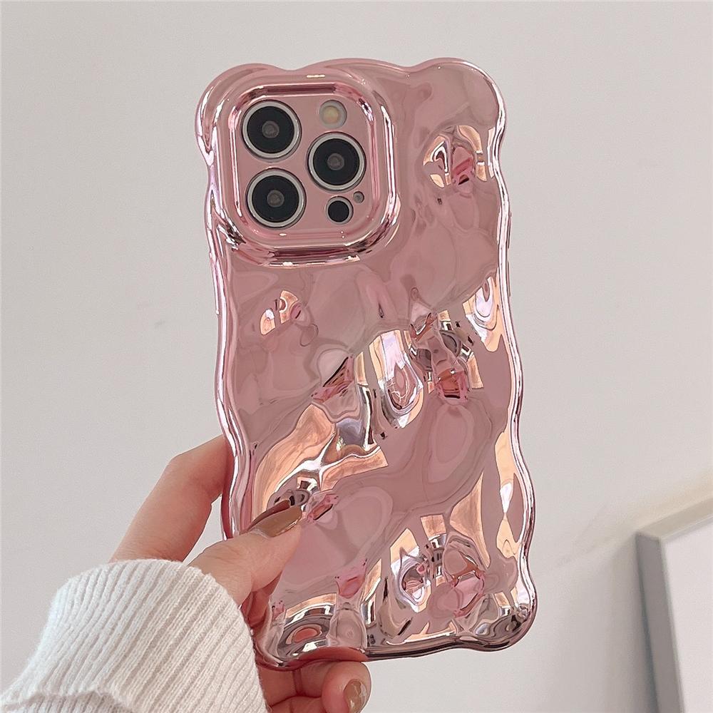 Роскошный чехол для телефона с волнистым завитым краем и покрытием для iPhone 15 11 12 13 14 Pro Max, 3D-неровность, мягкая защитная крышка для камеры