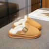 Меховые тапочки с обтянутыми пальцами для девочек 2024 года, детская осенне-зимняя новая удобная повседневная домашняя утепленная зимняя обувь для мальчиков в корейском стиле