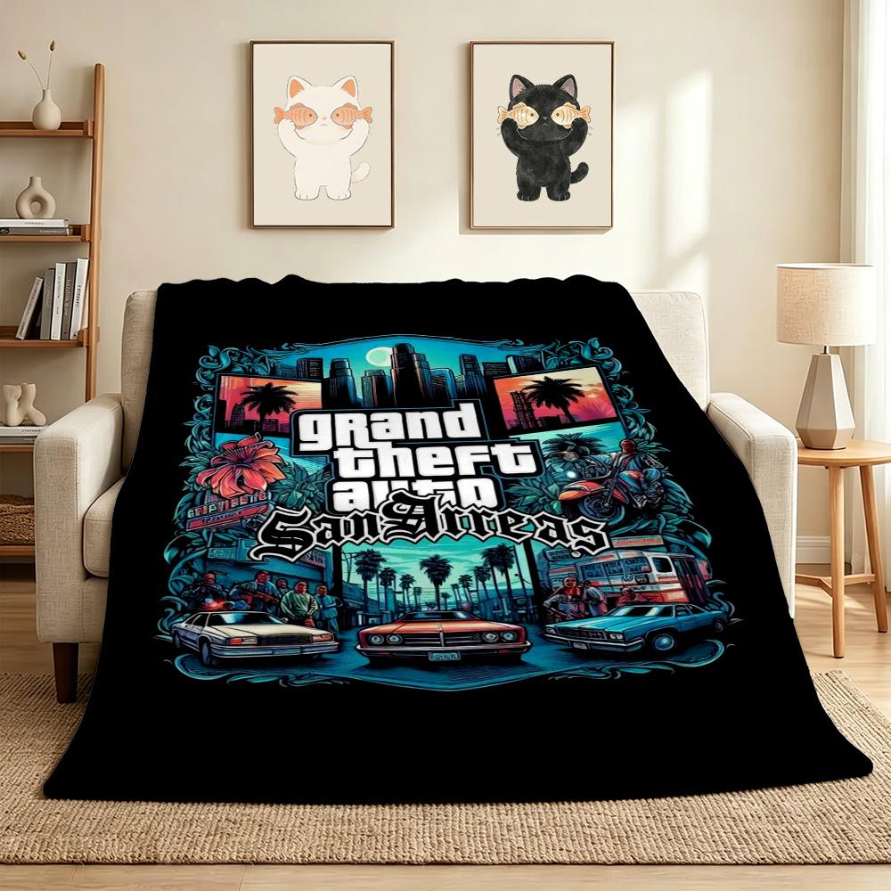 Gta San Andreas Flannel Blanket Throw Blanket Soft Warm Sofa Bed Camping Home Decor Unique Christmas Gift C9211639