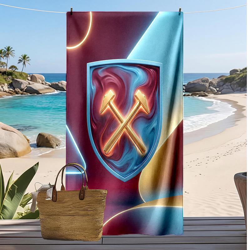 Пляжное полотенце West Ham United Football Print, Большое мягкое быстросохнущее полотенце для пляжа, кемпинга, плавания