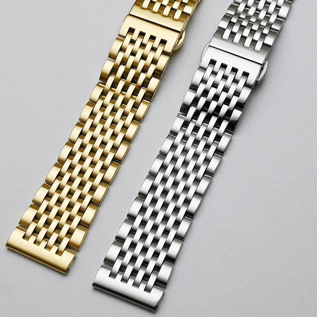 Ремешок для часов из нержавеющей стали с изогнутым концом, 18 мм, 19 мм, 20 мм, 21 мм, 22 мм, сменный ремешок, застежка-бабочка, ремешок для часов, браслет, серебро, золото