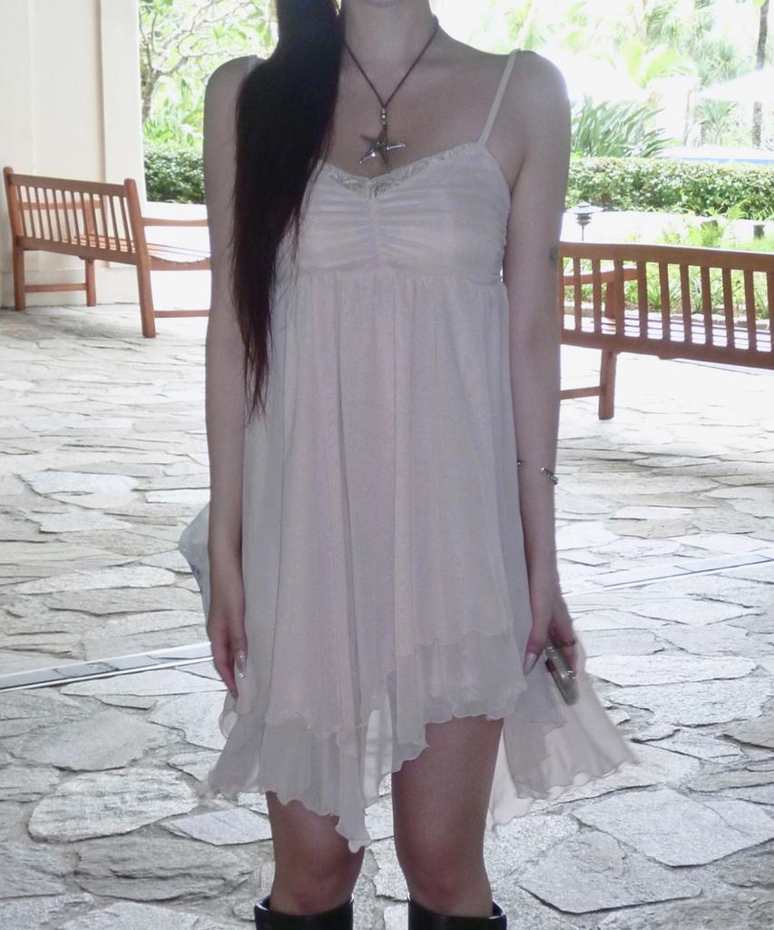 Ilio [Bit-O X Ilio] Peach Asymmetric Chiffon Dress