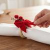 6PCS Realistic Red Bow Napkin Rings Fabric Craft Xmas Table Napkin Holder  For Table Decoration