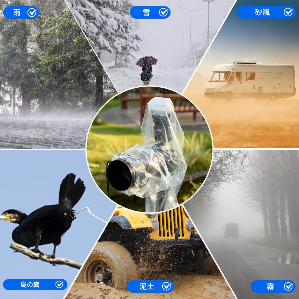 JJC SLR Raincoat with Compatible with Lenses Up To 45x17cm for Nikon Z6 Sony Outdoor Rain Camera Rain Jacket 2-Pack Flash, (LxW) Z7II, Z6II, Z7, II,