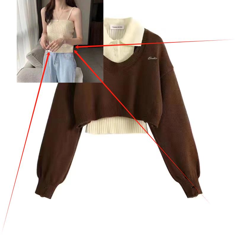 Женский трикотажный свитер в студенческом стиле: Осенне-зимний комплект из двух частей в стиле корейских дорам.