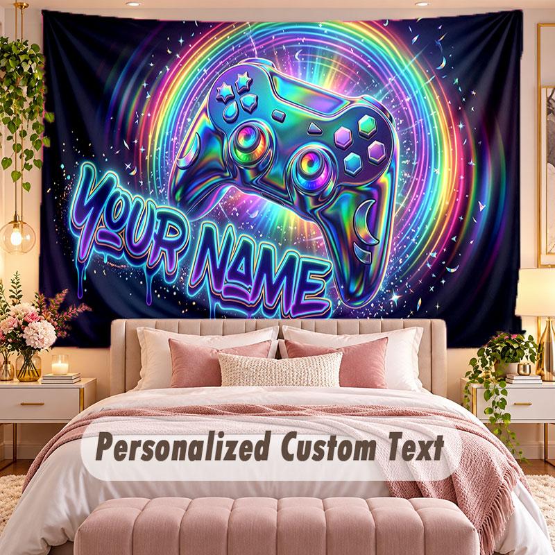 Neon Abstract (87) Theme Wall Tapestry Customized With Name Text Personalized Hanging Tapestry For Bedroom Living Room Decor