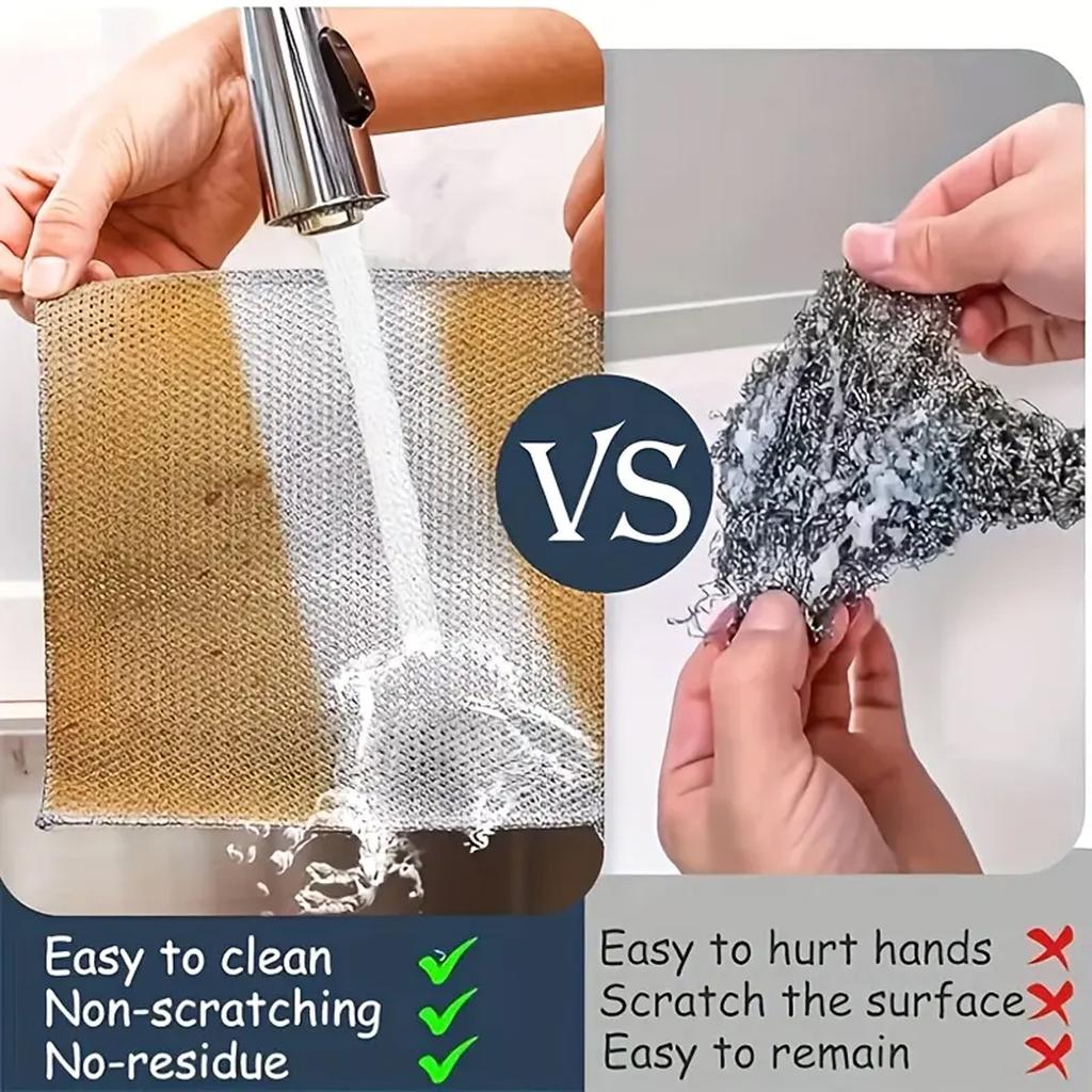 Thickened Metal Wire Silver Wire Dishcloth Kitchen And Household Dishwashing Cloth No Damage To The Pot Dishwashing Wire Dishclo