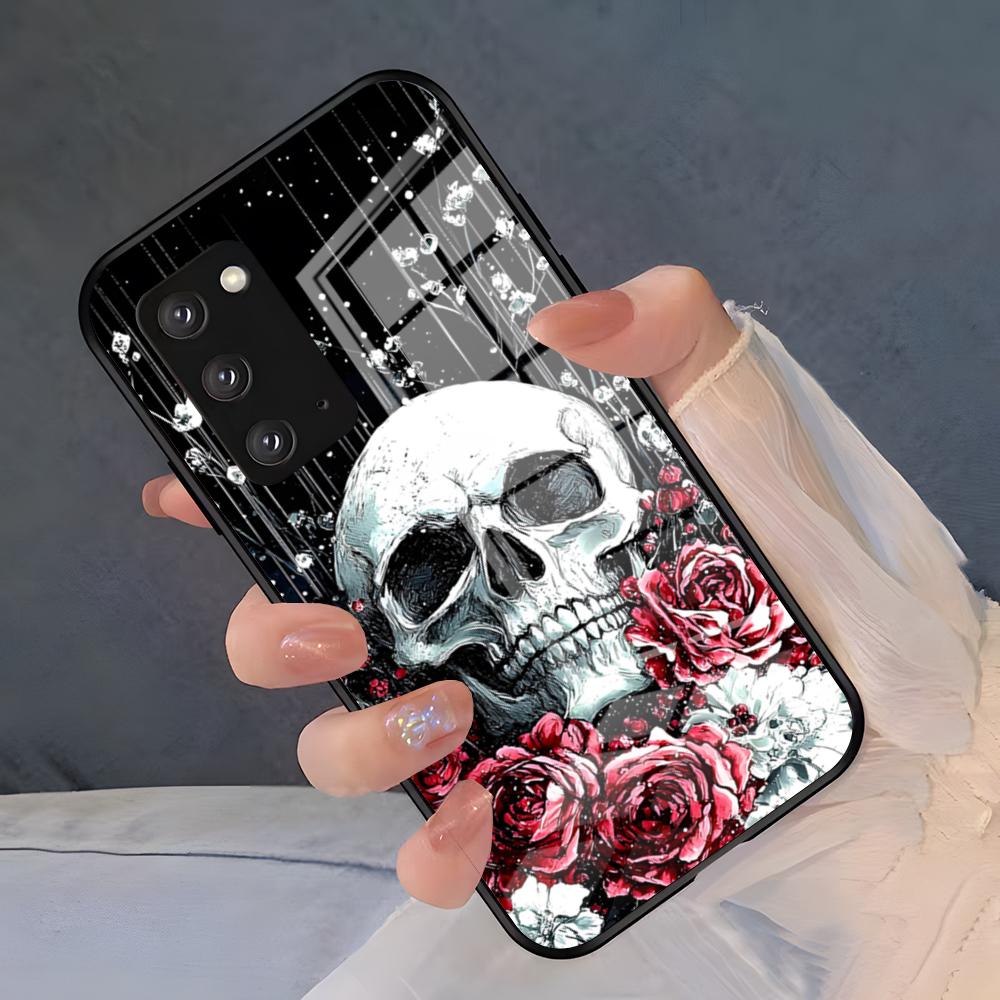 Жуткие узоры черепа Чехол для телефона для Samsung A25 A13 A33 5G A54 A36 A35 A56 A52 A14 Ударопрочная стеклянная крышка