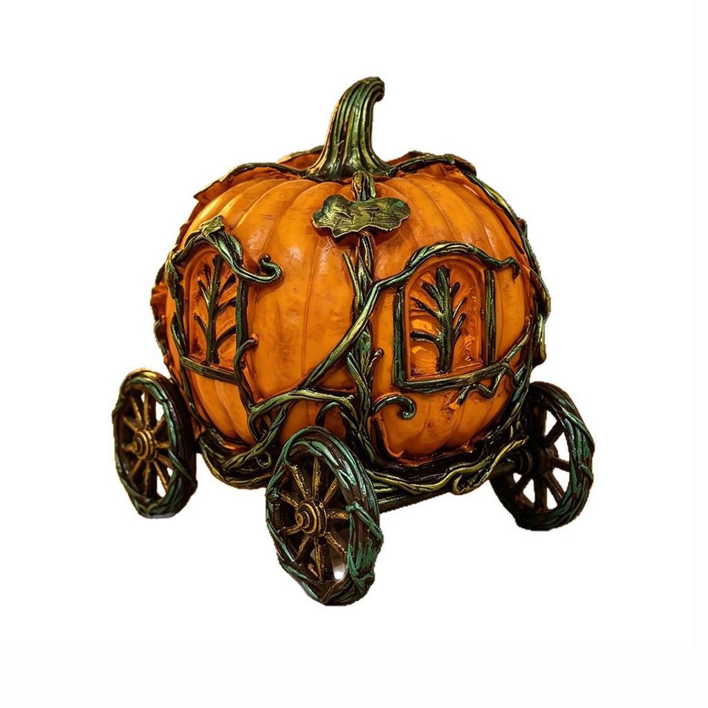 Фигурка тыквы-кареты на Хэллоуин из смолы для вечеринки, центральный элемент для осеннего домашнего декора