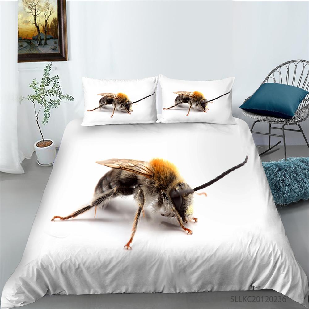Kids Bedding Set 3D Bee Print Quilt Kids School Adults Bed Set Microfiber Fashion Home Bedclothes Duvet Covers