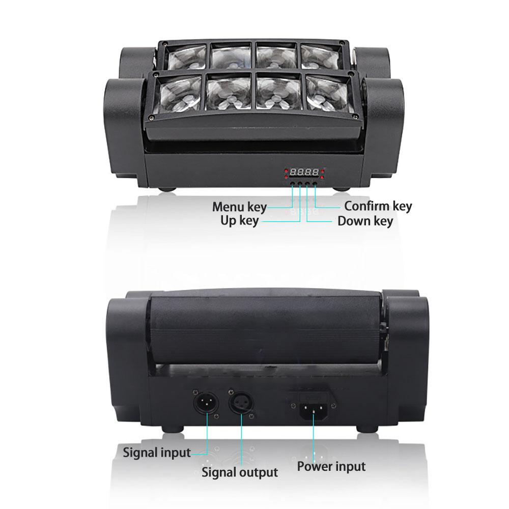 2025 Новые светодиодные микро 8x5 Вт паучьи огни DMX512 DJ сценическая лампа диско бар вечеринка RGBW окружающий движущийся луч KTV лампы трясущийся луч свет