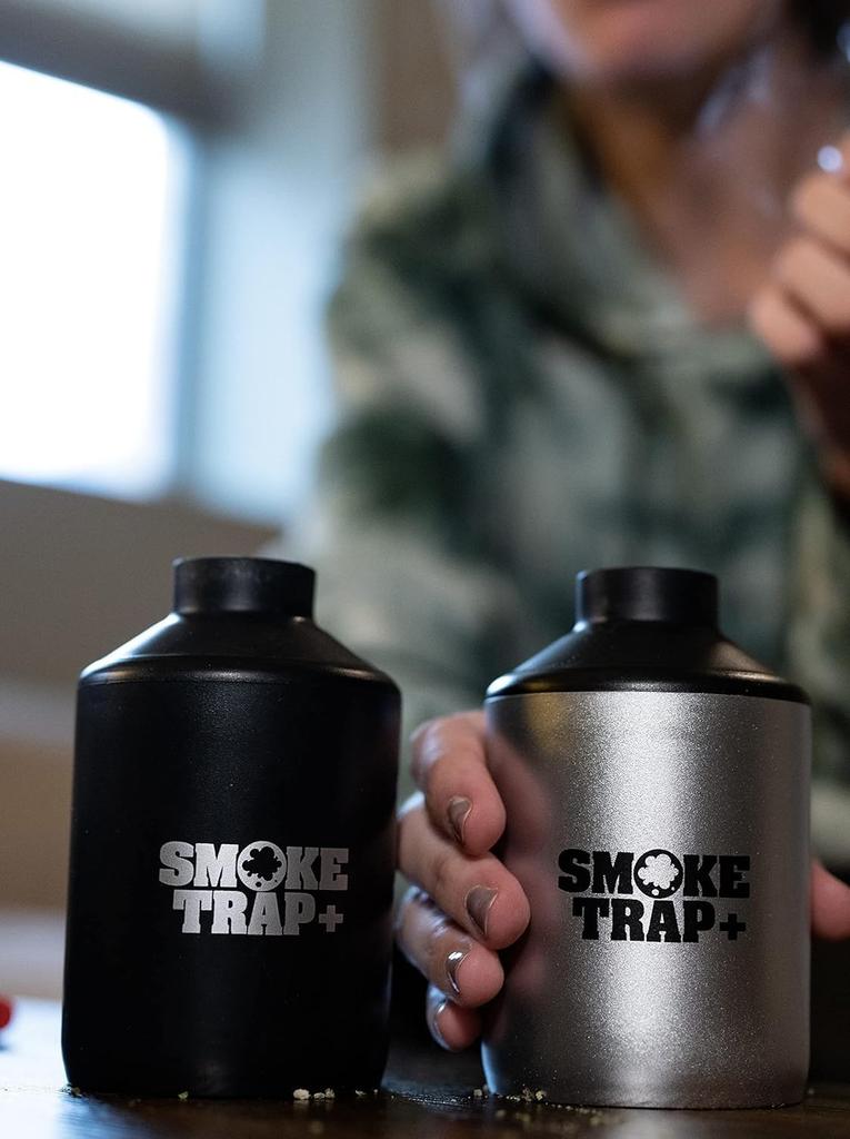 Smoke Trap Personal Air Filter HEPA Activated Carbon Filter Replaceable Filter Zero Plastic Waste Comfortable Rubber Mouthpiece + (Silver) +