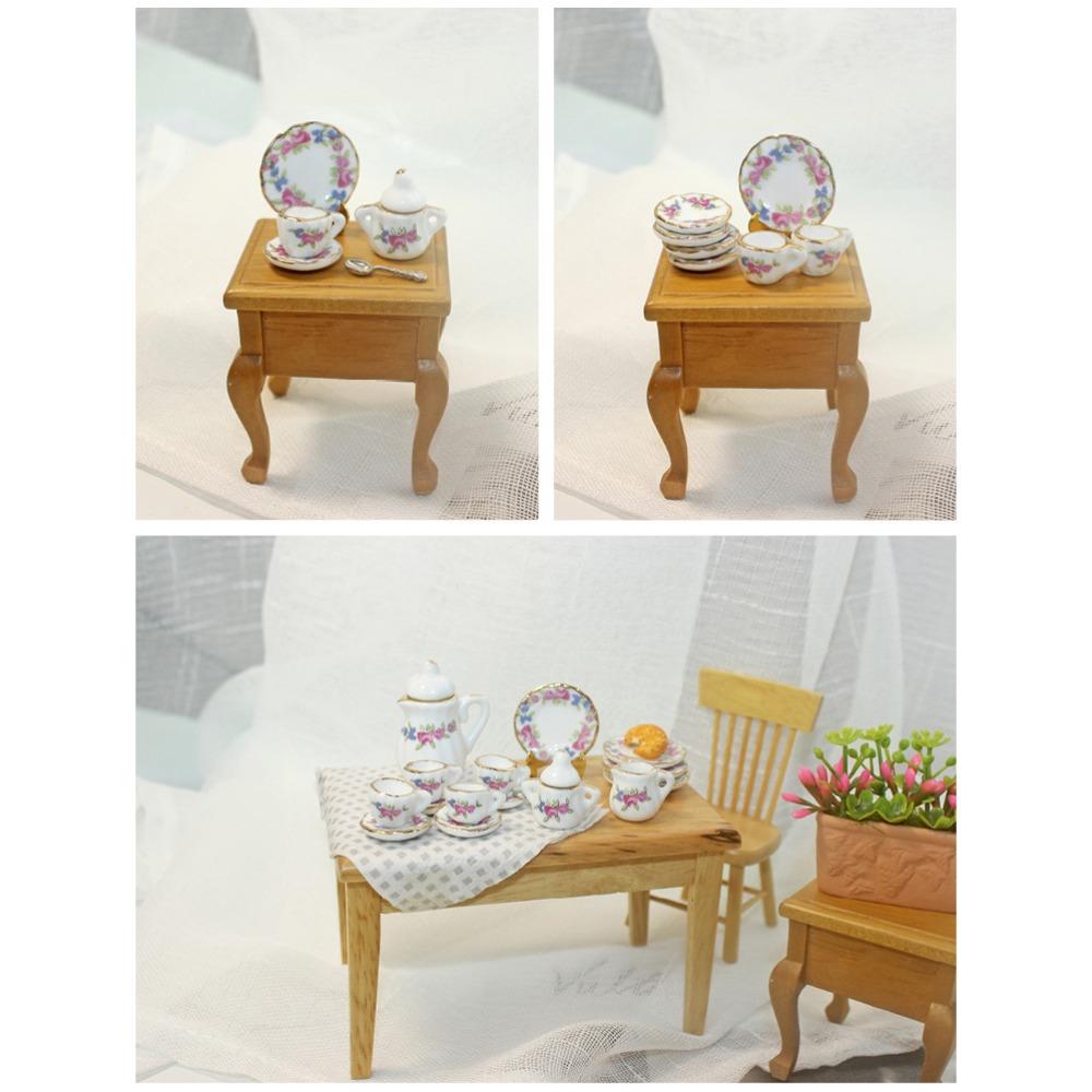 Tableware Dollhouse Miniature Tea Set Miniature Porcelain Tea Cup Set Doll House Accessories