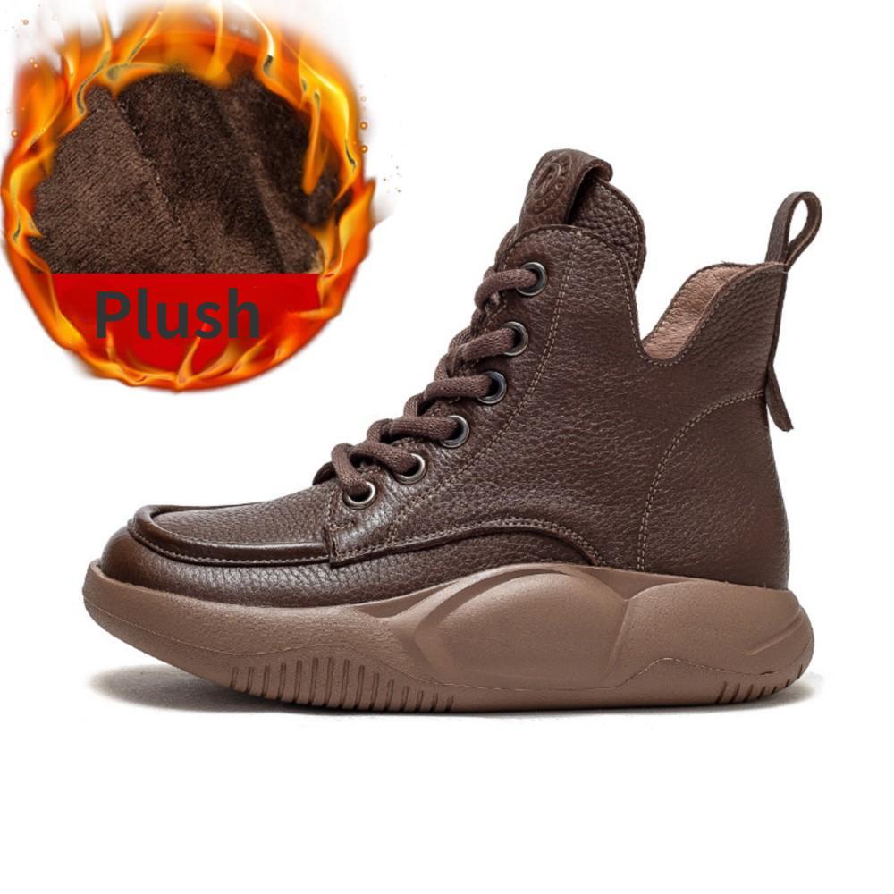 Johnature Женские ботинки из натуральной кожи, зимняя женская обувь на шнуровке с круглым носком, ботильоны ручной работы в стиле ретро с шитьем