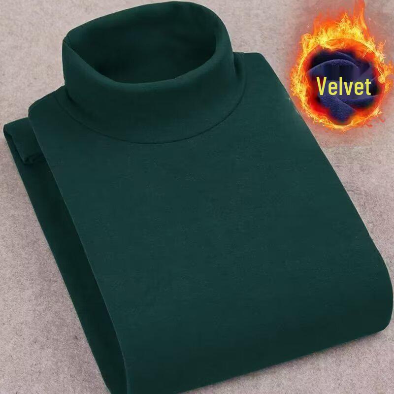 Мужская двухсторонняя полуводолазка с длинным рукавом из немецкого бархата - теплая осень/зима, плюс бархат, большой размер, базовый слой