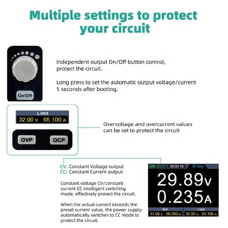 OWON SPE3103/SPE3053 Programmable DC Power Digital Regulator Switch 2.8" LCD Regulator SPE6103/SPE3102