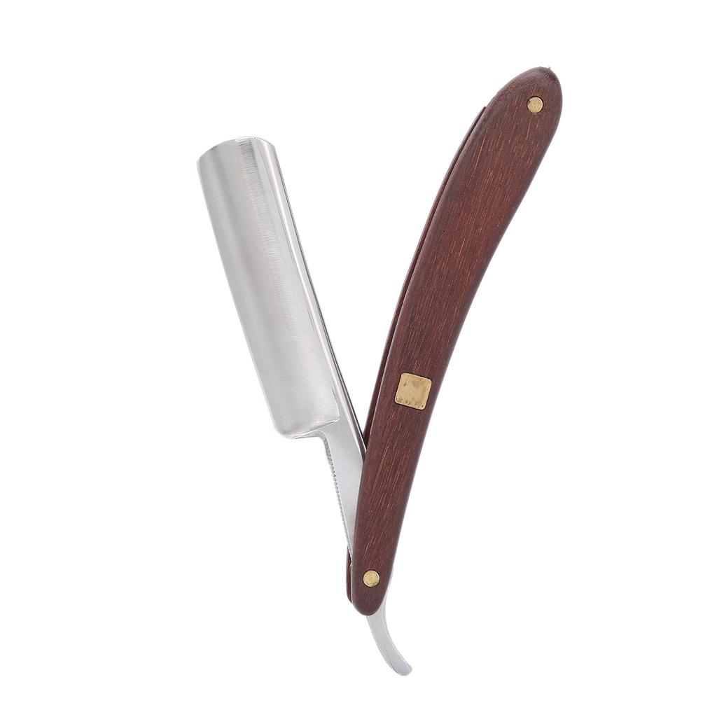 Folding Shaving Knife Rack Men Manual Shaving Blade Holder with PU Leather Storage BagBrown