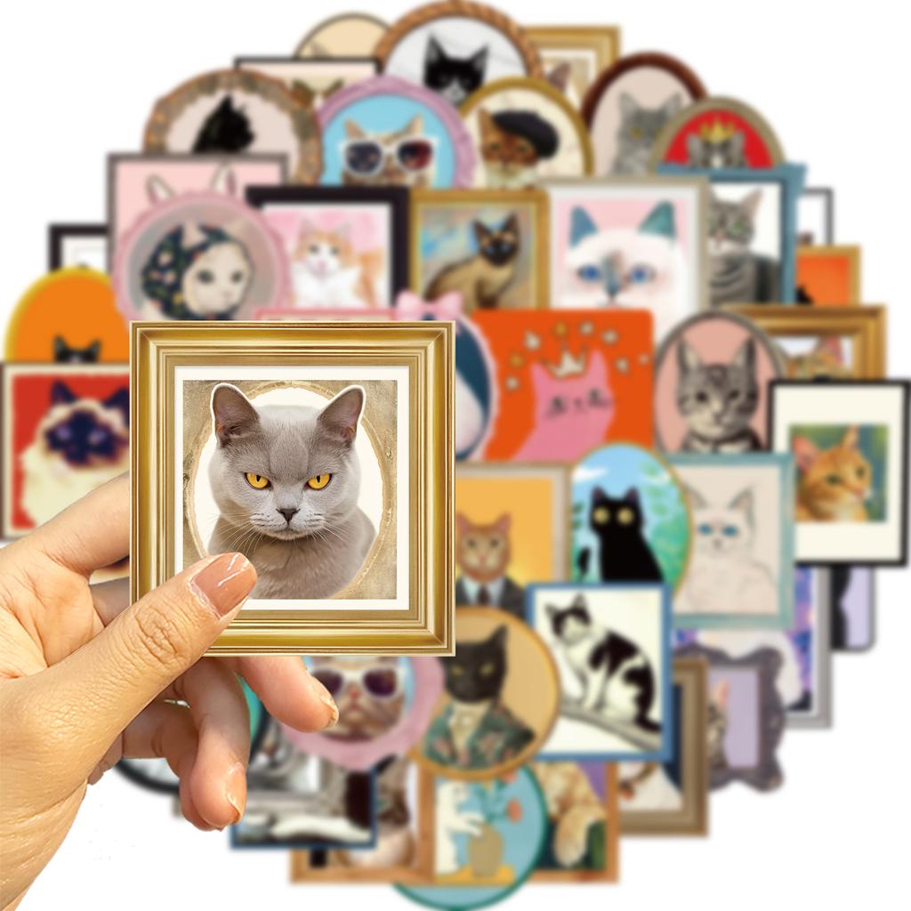 50 Мультяшных Ретро Наклеек Кошки Дудл Декоративные Наклейки для Ipad Чемодана Блокнота Сделай сам Водонепроницаемые