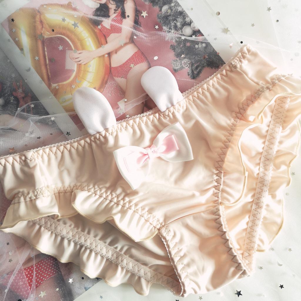 Women's Cute Anime Bunny Ears Ice Silk Panties - Comfortable & Breathable Japanese Style Underwear