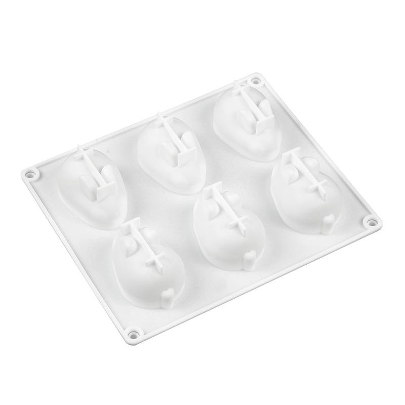 Креативная форма для силиконового кролика, горячо продаваемая, 6-гнездная 3D силиконовая форма для шоколада в виде кролика, форма для торта, мыла, льда