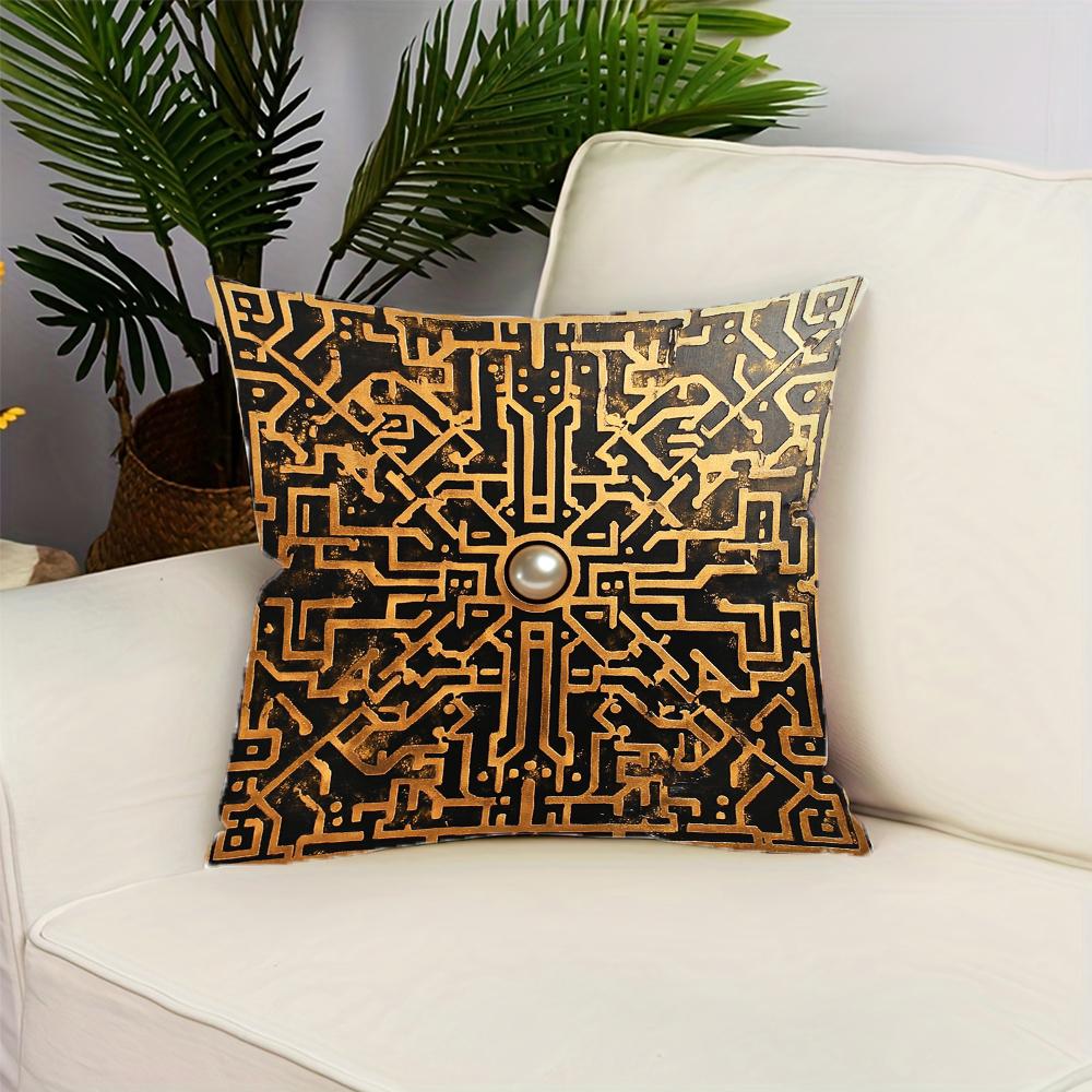 High-end Textured Retro Printed Pattern Throw Pillow Cover Polyester Cushion Cover Home Decor Pillow Cover with Zipper