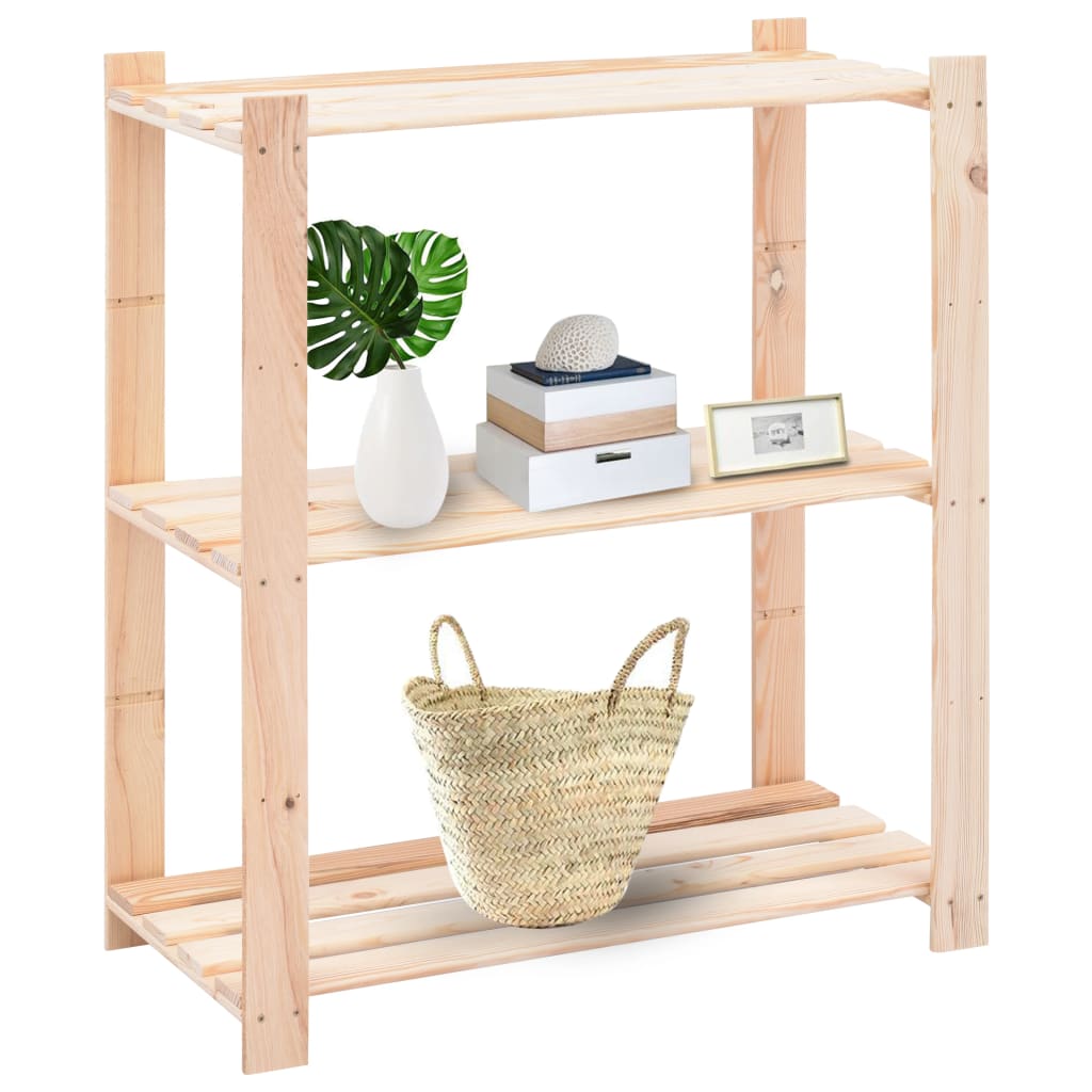 3 Shelf Storage Rack 80 * 38 * 90 cm Solid Pine Wood 150 kg Capacity