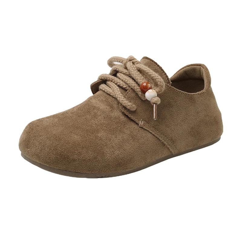 Fashion Women Large-size Beaded Casual Shoes Female 2025 New Women Flat Sneakers Retro 2025 Autumn New Lace-up Moral Training Shoes