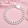 925 Sterling Silver 10mm Side Chain Bracelet Fashion Wedding Jewelry