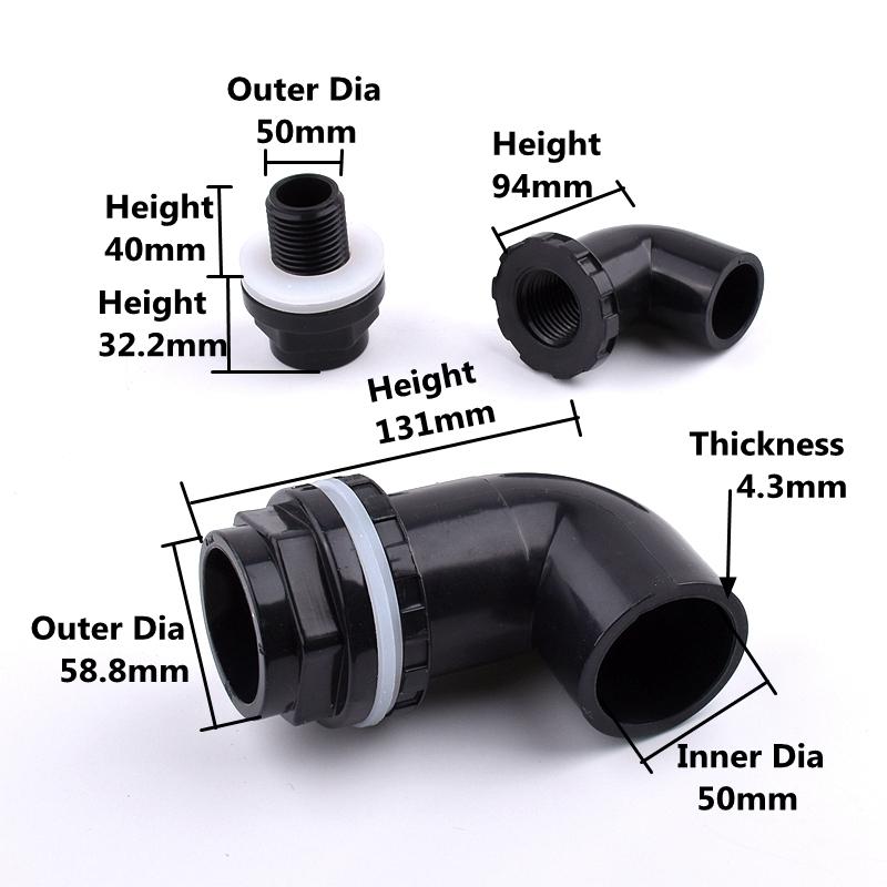 2~10 PCS 20~50mm Black PVC 90° Equal Elbow Connectors Aquarium Fish Tank Drain Inlet Outlet Joints Garden Irrigation Accessories
