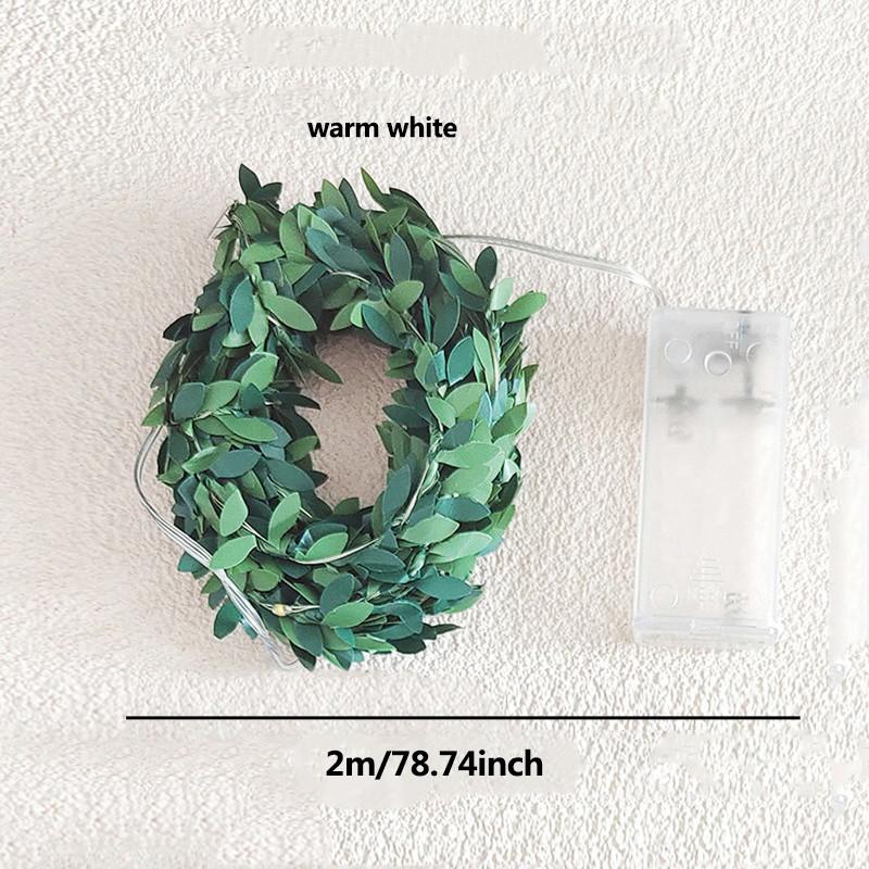 LED Green Rattan Copper Wire Light String DIY Simulation Garland Wedding Festival Decoration Flashing Light String