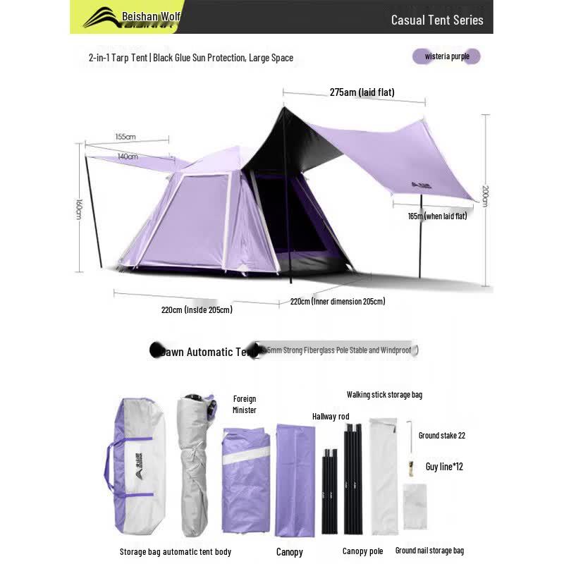 Beishanlang Automatic Pop-Up Camping Tent with Sun Shelter