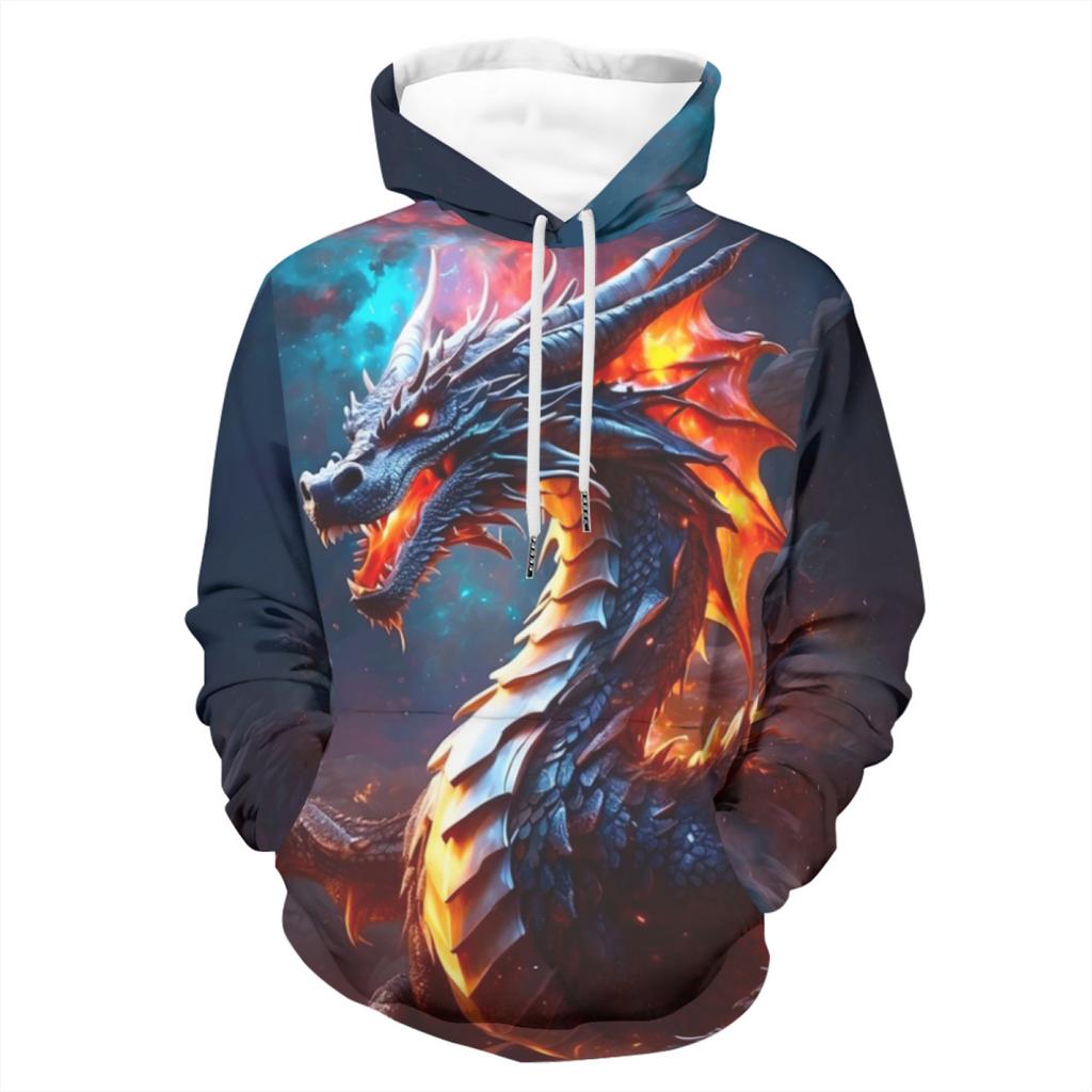 New Spring And Autumn Dragon Pattern 3D Printed Men Sweatshirt Vintage Outdoor Men's Hoodie Going Out Fashion Trend Street Style