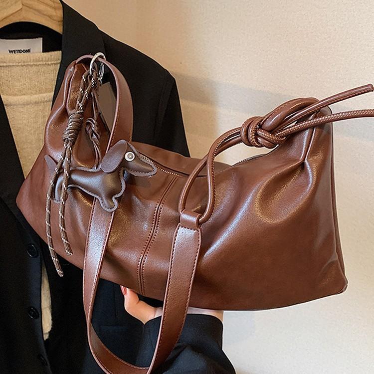 Ielgy Soft Leather Retro Large-Capacity Bag Autumn Winter All-Match Commuter Cross-Body Dumpling Bag