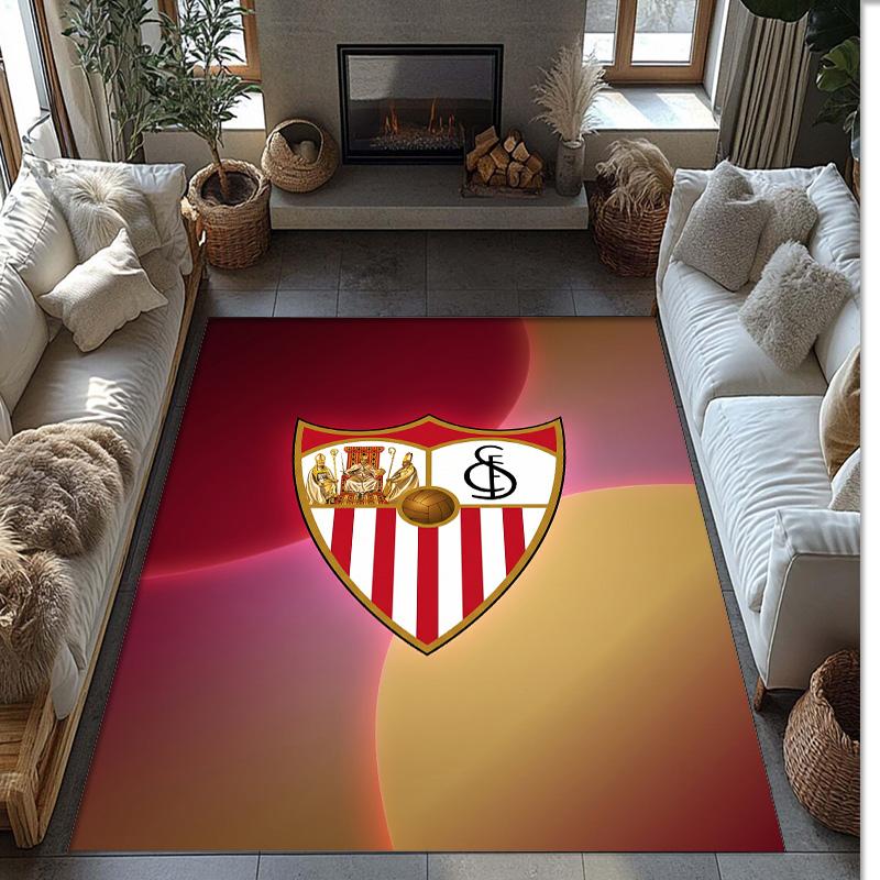 Sevilla FC Soccer Football Pattern Soft Area Rug Non Slip Indoor Floor Carpet Sports Decor Mat for Bedroom