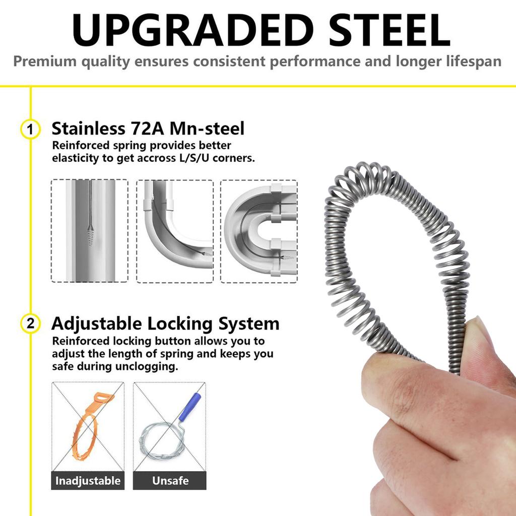 Toilet Sink Drain Unblocker Sewer Pipe Plunger Dredge Drain Auger Drain Clog Remover 3/7M Flexible Wire Rope with Nonslip Handle