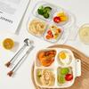 WORTHBUY New Cute Dinner Plate Dish With Compartments Reusable Fruit Salad Plates Weight Control Plastic Divided Food Plate