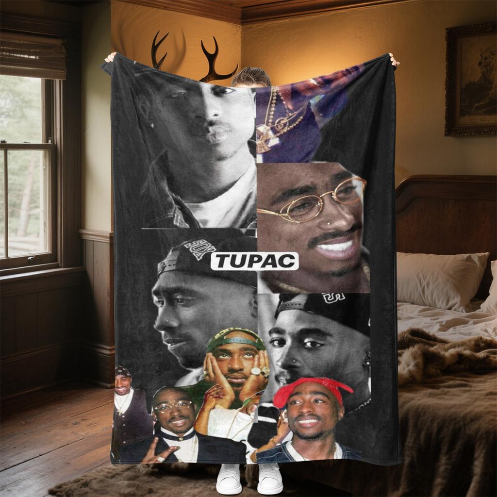 Tupac's Plush Blanket Soft Comfortable All Seasons Perfect Gift Couch Office Nap Outdoor Travel Blanket