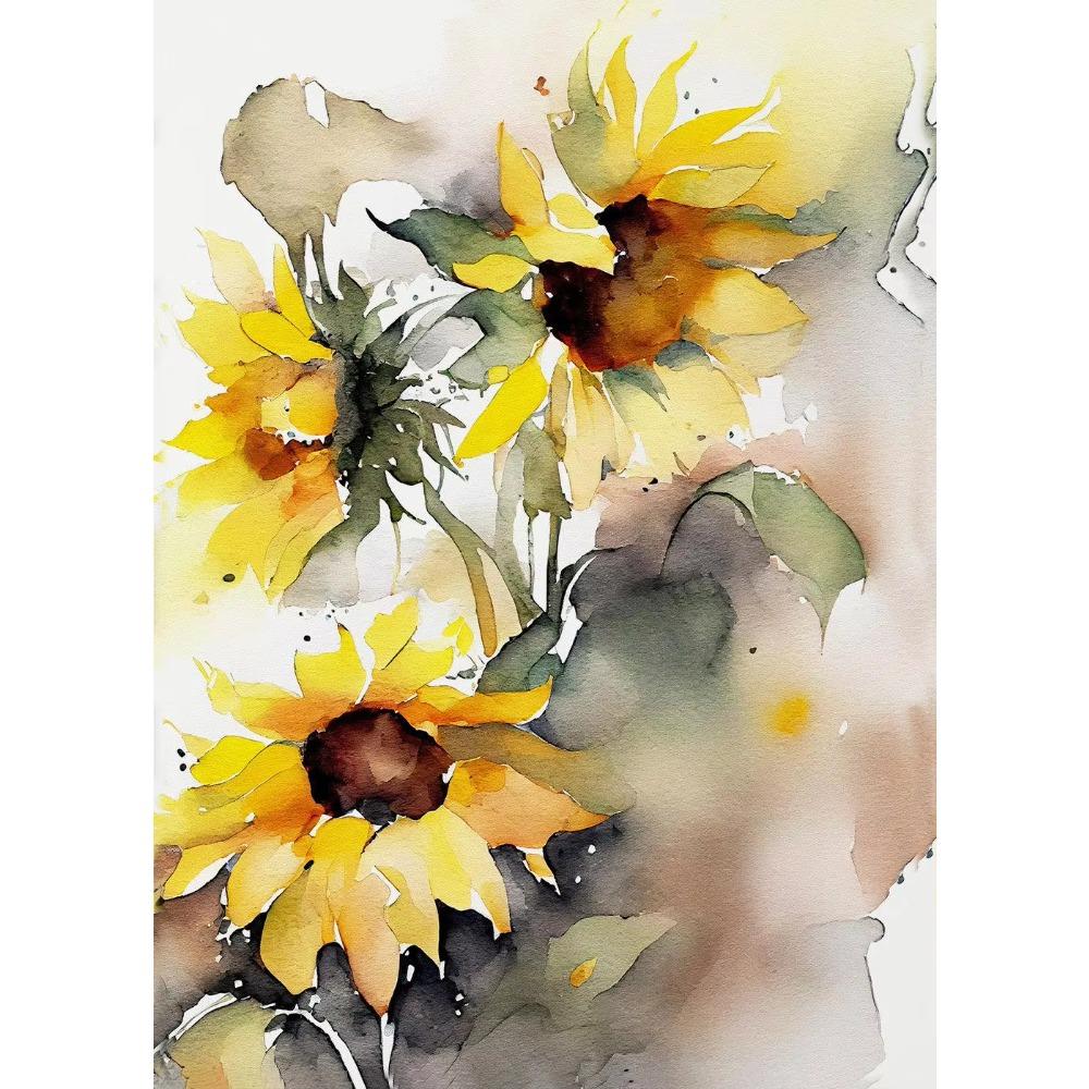 Sunflower Still Life Watercolor Painting Nature poster CanvasOil Painting Prints Wall Painting Living Room Home Decor