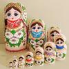 Matryoshka Doll 10-layer Pure Set of Hand-painted Bronzing Linden Wood Doll Children's Educational Toy Gift Russian Nesting Dolls