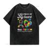 Autism Granddaughter Grandma Grandpa A Big Piece Of My Heart T Shirt vintage Washed Stretched graphic Soft Versatile Casual