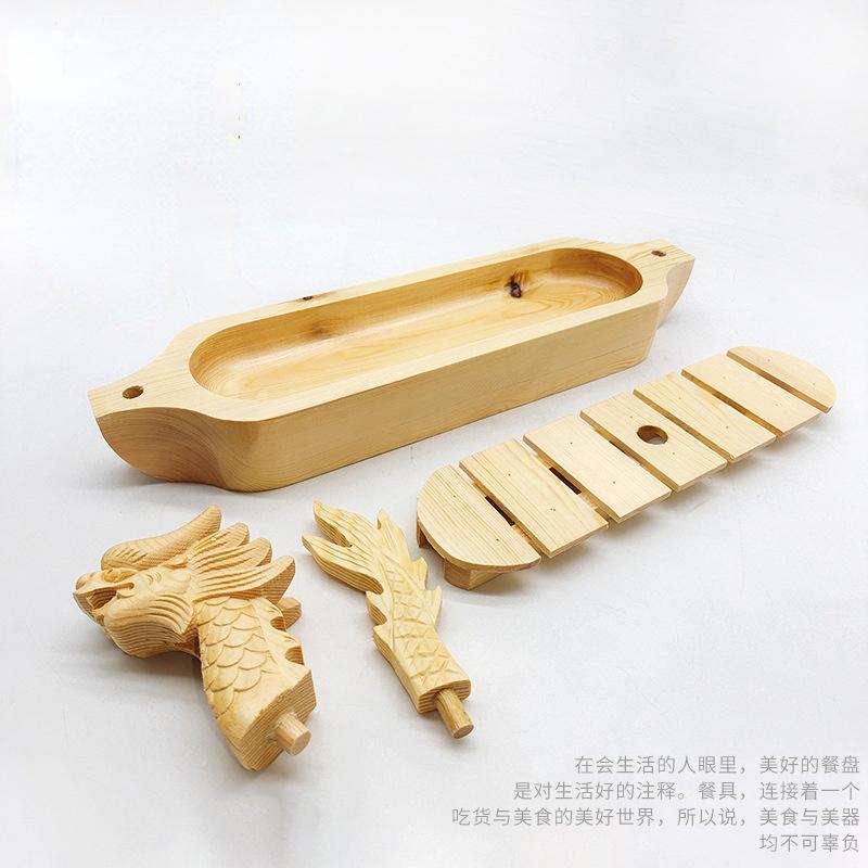 Wooden Dragon Boat Leading Sashimi Boat Dry Ice Boat Buffet Seafood Platter Sushi Shengtai Cuisine Sushi Creative Plate