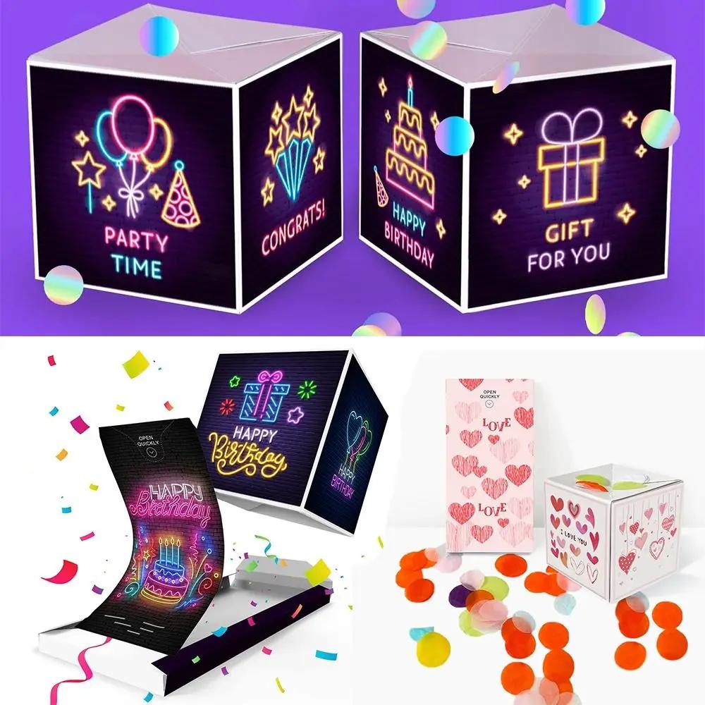 Anniversary Exploding Confetti Surprise Card Party Decorations Cards Surprise Gift Box Surprise Jumping Box Pop Up Explosion