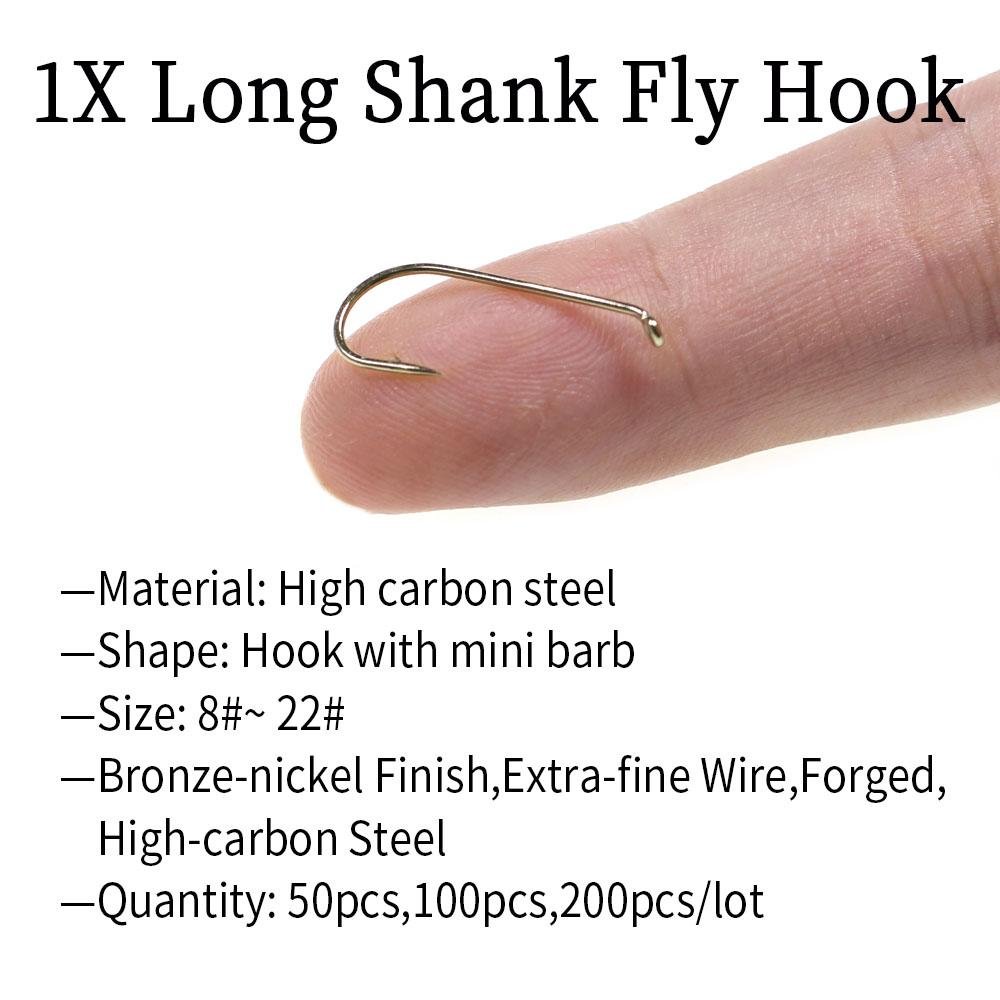 50 шт/100 шт стандартный 1X длинный цевье крючок для ловли мушек сухой и мокрой наживки для нимф и креветок ручейников куколка стример крючок для вязания мушек рыболовный крючок