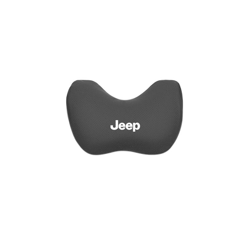 Leather Car Neck Headrest & Lumbar Support Pillow Soft Waist Valve Stem For Jeep Renegade Wagoneer Avenger Recon Wrangler JK KUBEL1